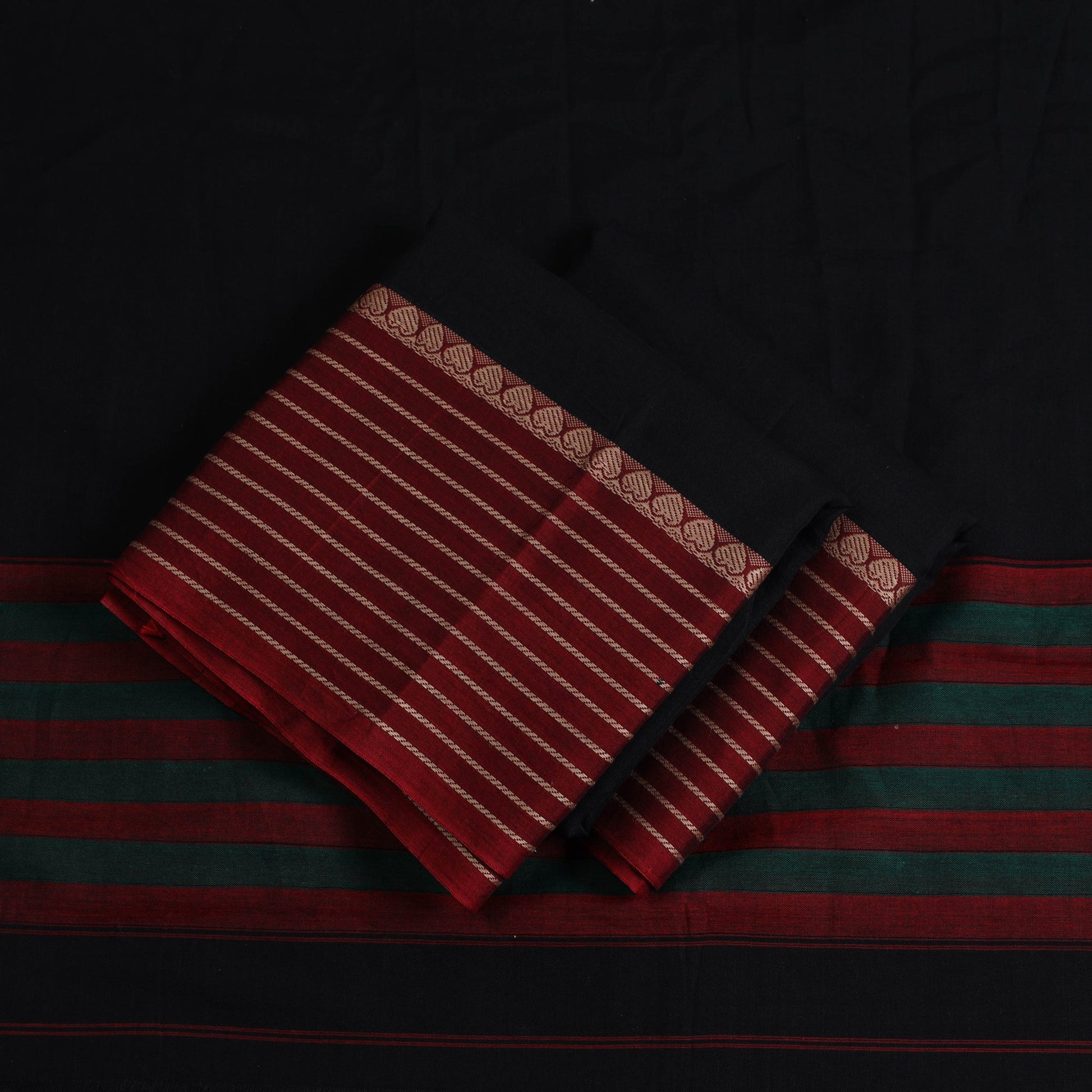 Black - 3pc Traditional Cotton Dharwad Dress Material 06