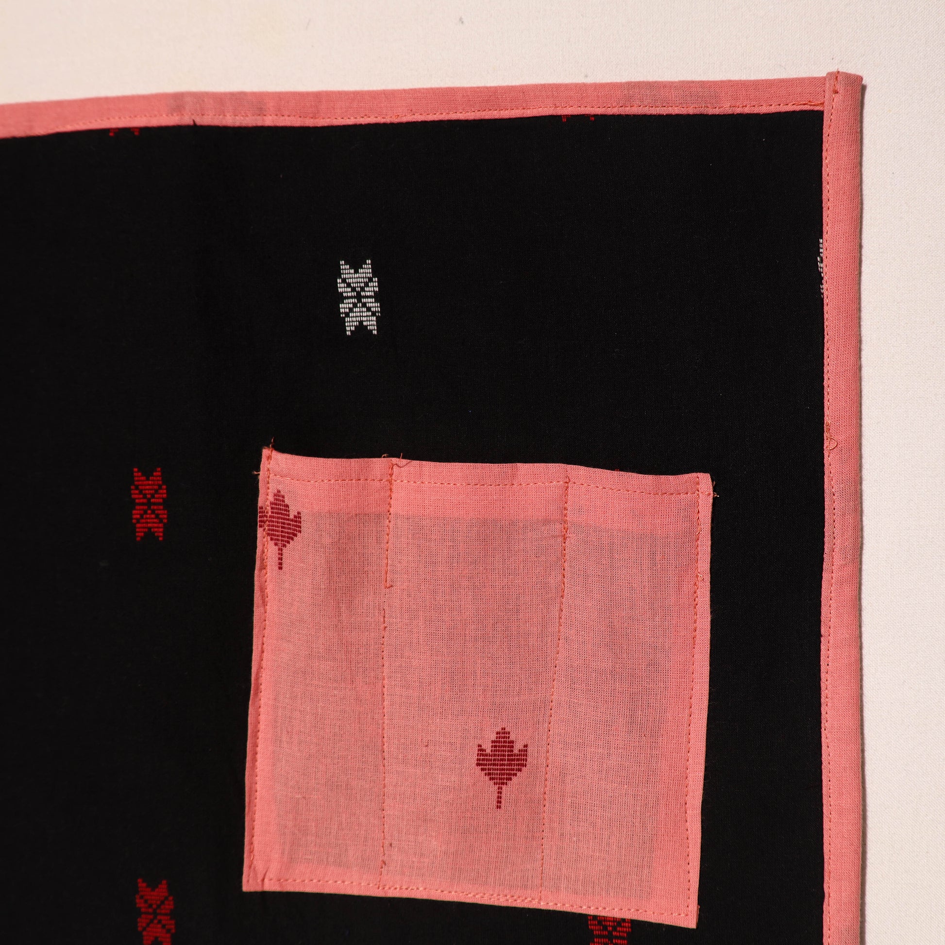 Black - Handcrafted Jacquard Table Mat With Pocket 10