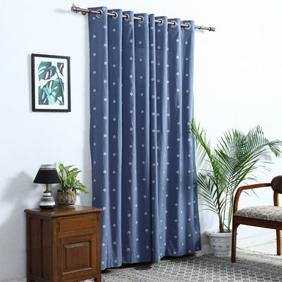 Blue - Cotton Door Jacquard Curtain (7 x 3 Feet) 10
