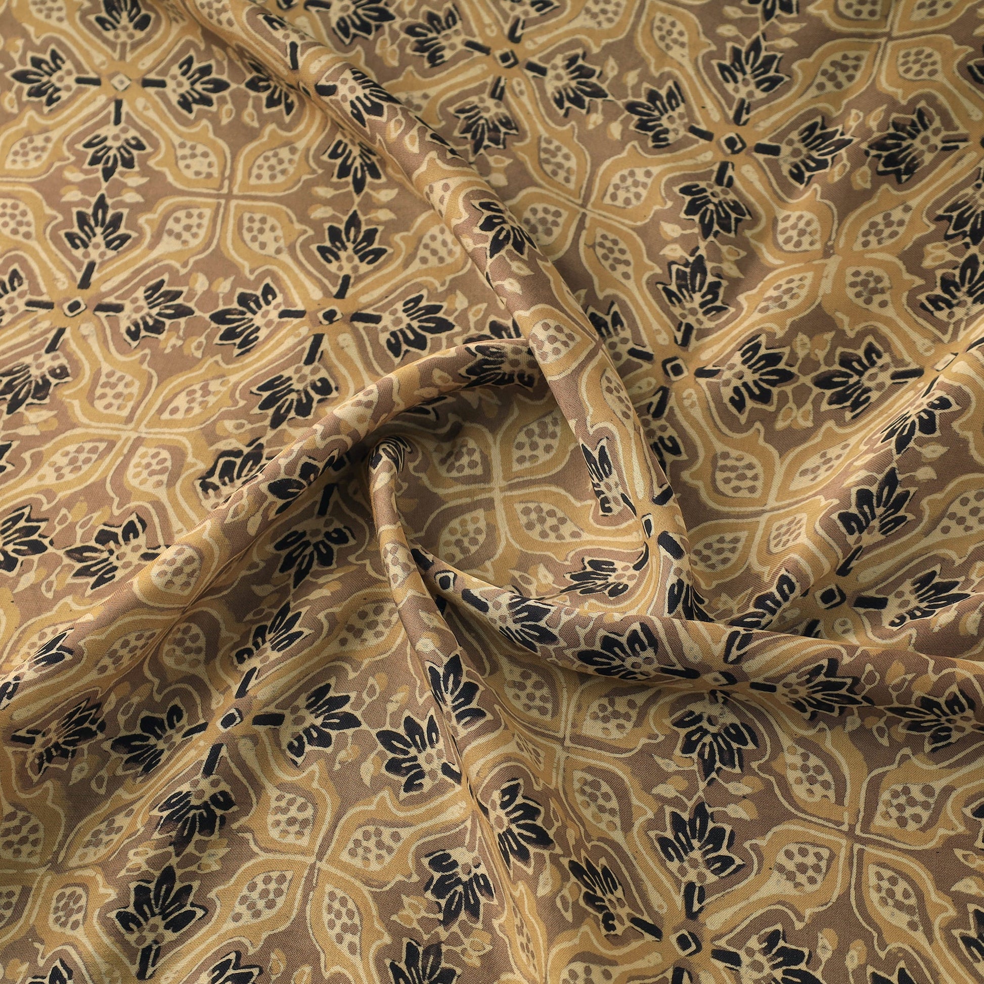 Brown - Modal Silk Ajrakh Print Fabric 02