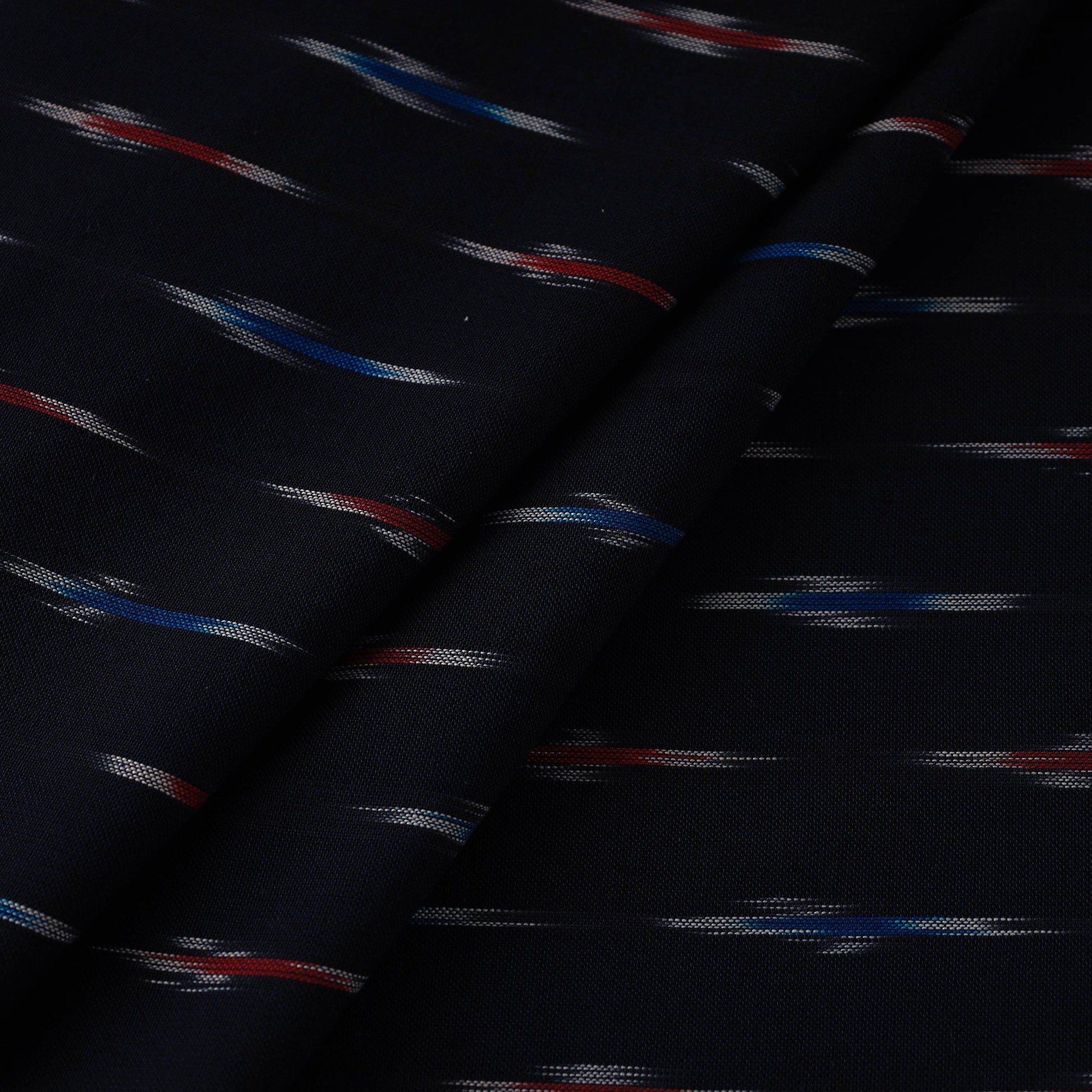 Black - Handloom Cotton Pochampally Ikat Fabric 01