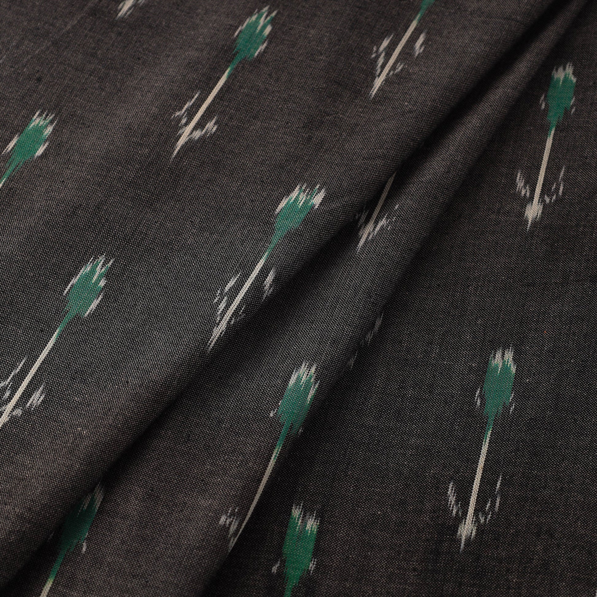 Black - Handloom Cotton Pochampally Ikat Fabric 05