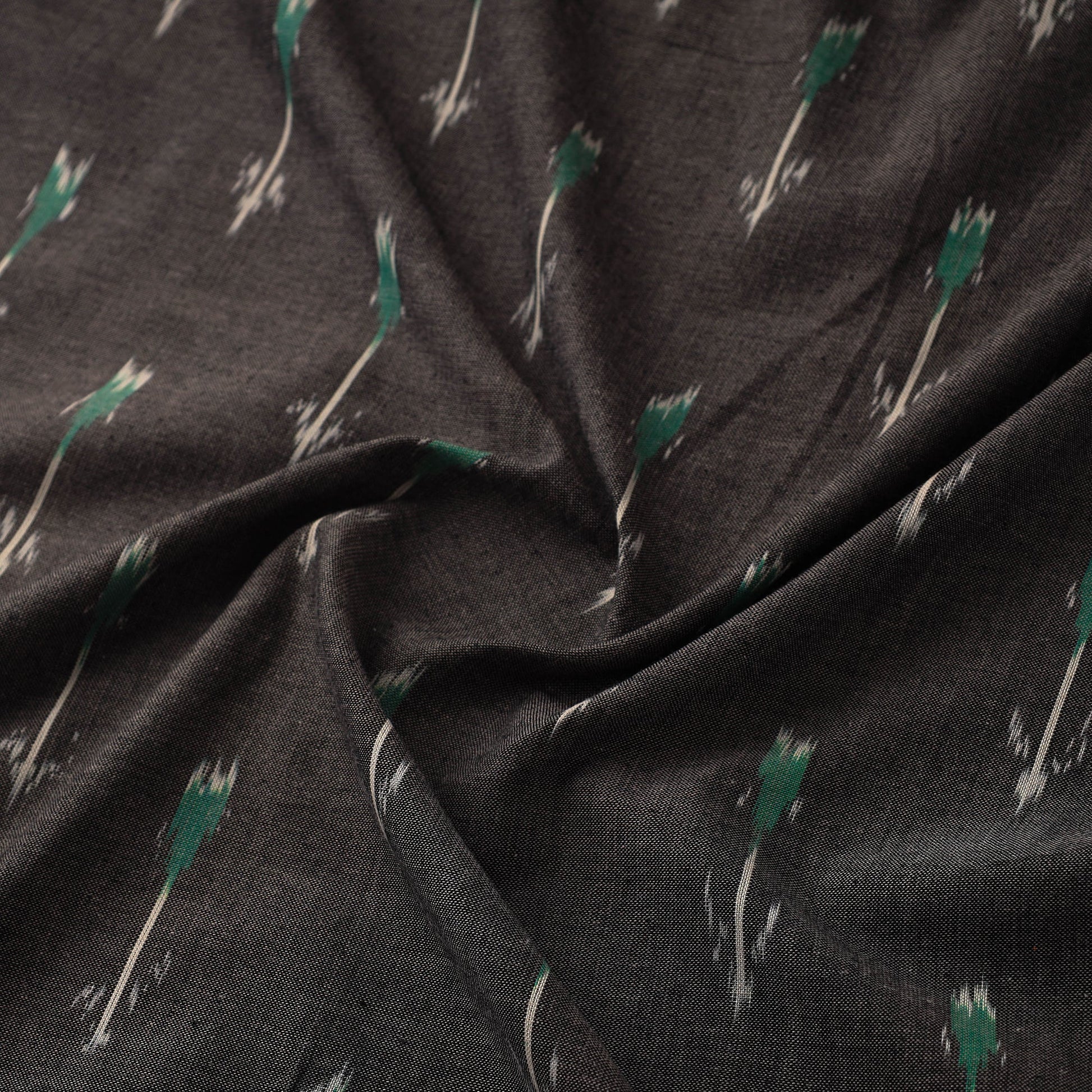 Black - Handloom Cotton Pochampally Ikat Fabric 05