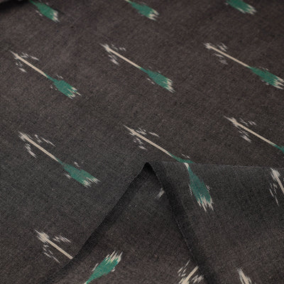 Black - Handloom Cotton Pochampally Ikat Fabric 05