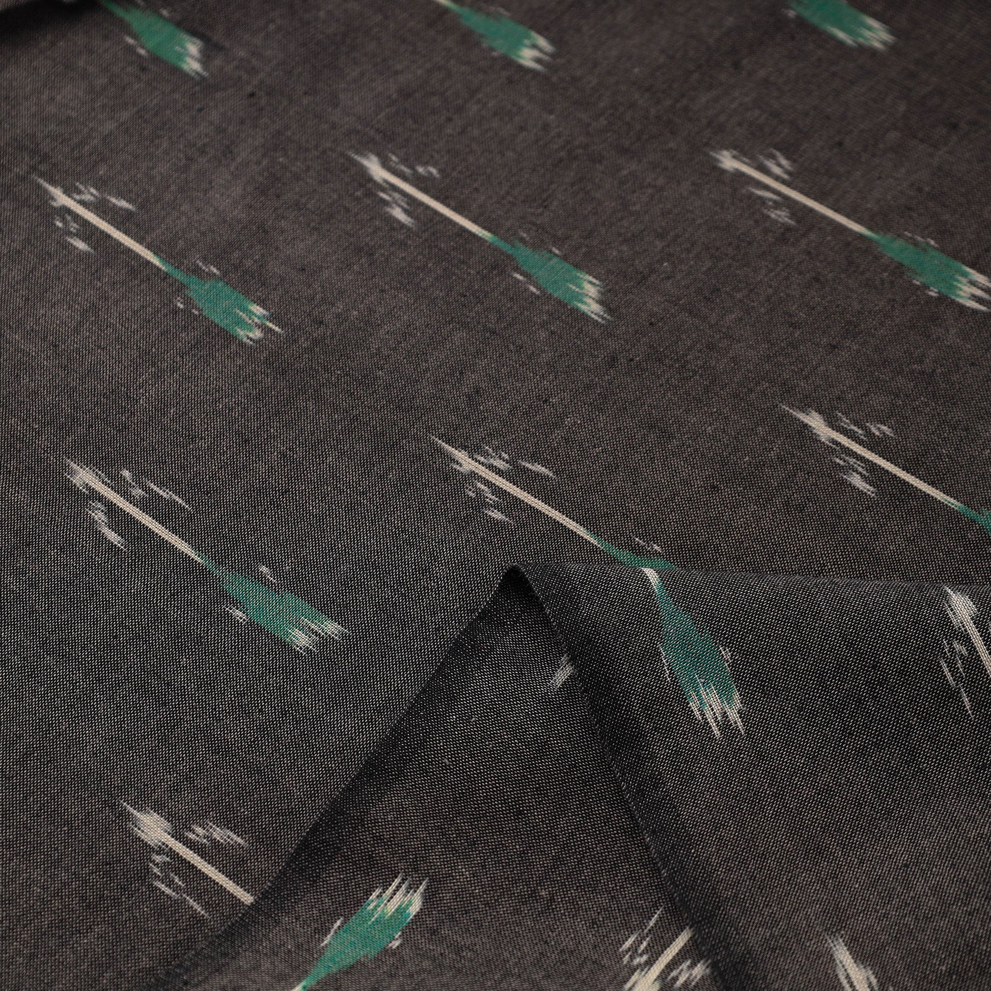Black - Handloom Cotton Pochampally Ikat Fabric 05