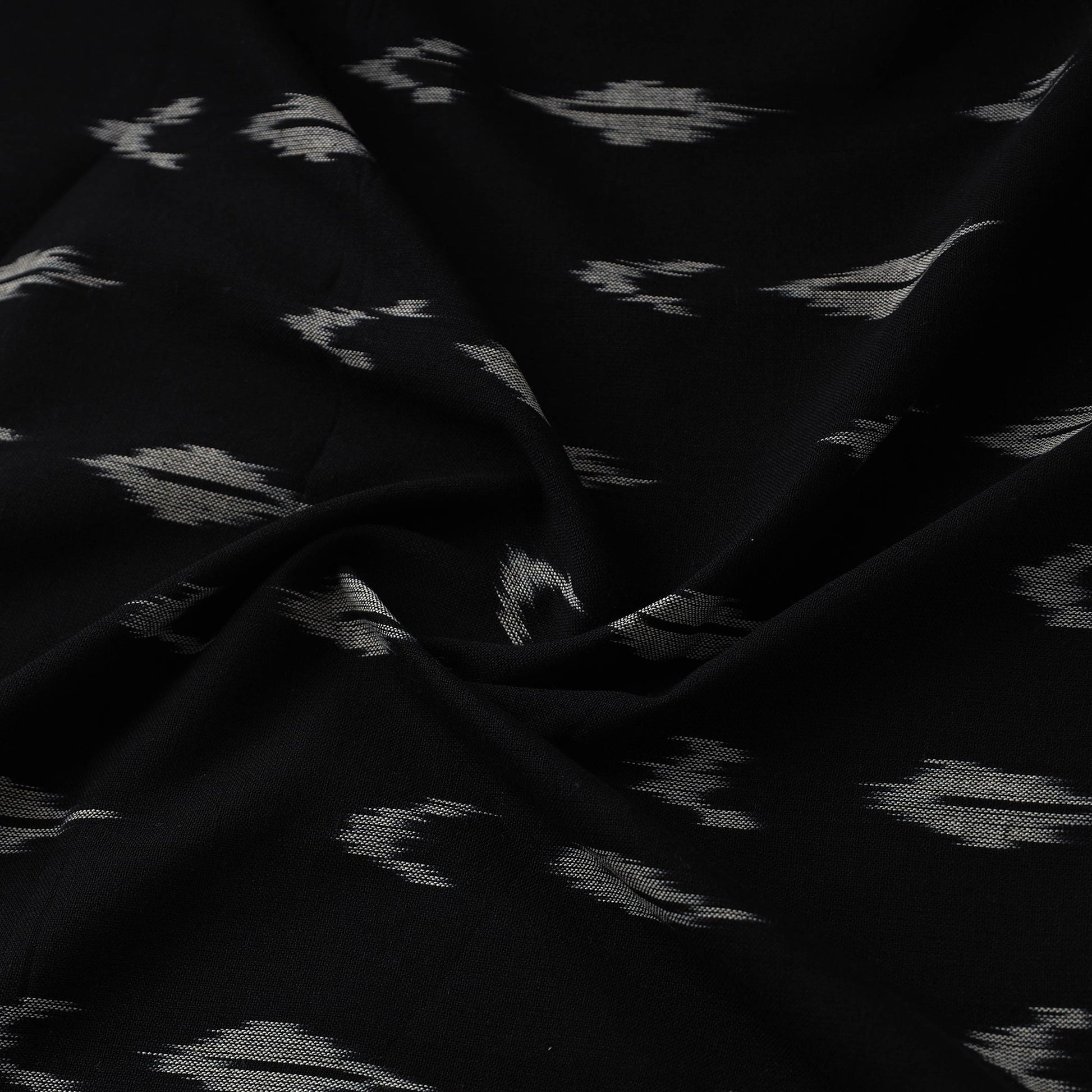 Black - Handloom Cotton Pochampally Ikat Fabric 08