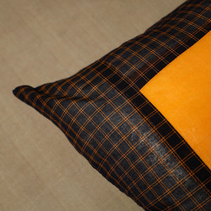 Black - Patchwork Cotton Kanchipuram Cushion Cover (16 x 16 in) 01