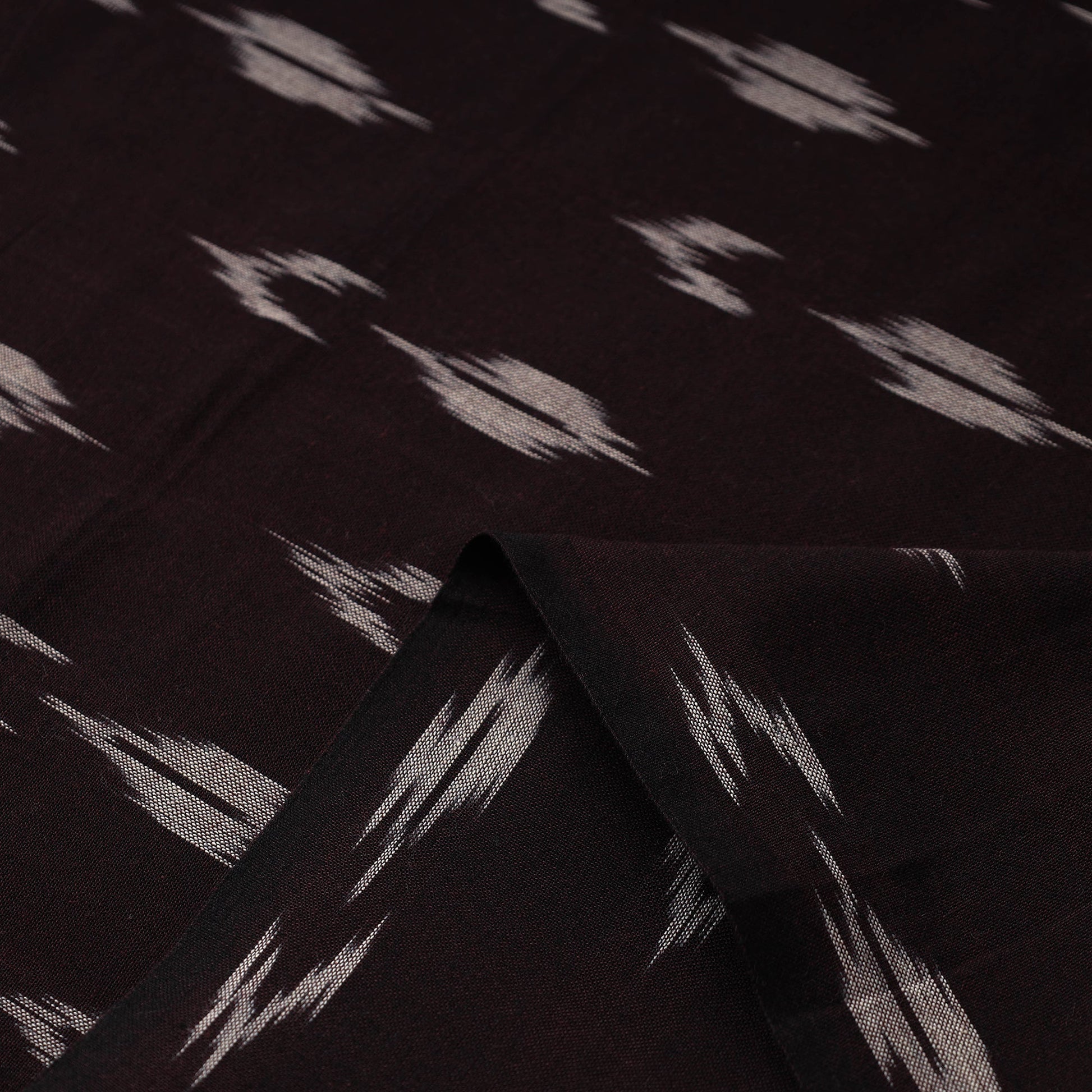 Brown - Handloom Cotton Pochampally Ikat Fabric 14