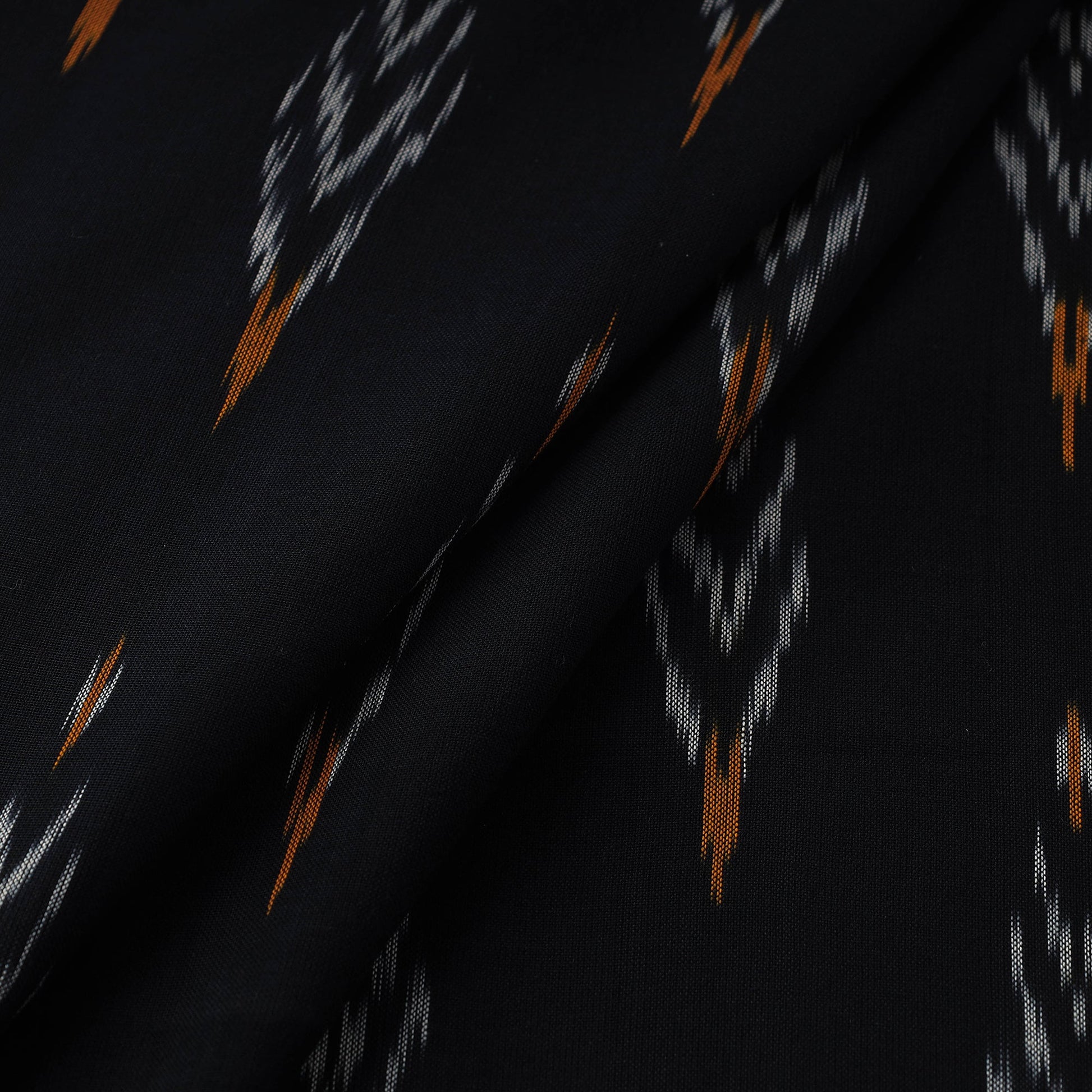 Black - Handloom Cotton Pochampally Ikat Fabric 16