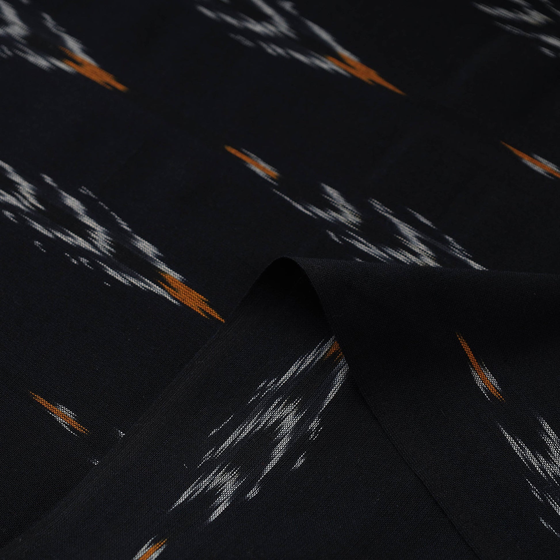 Black - Handloom Cotton Pochampally Ikat Fabric 16