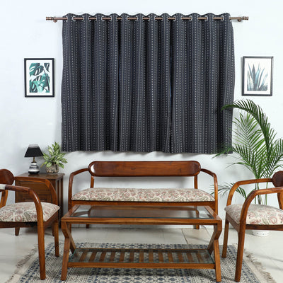Black - Cotton Window Jacquard Curtain (5 x 3 Feet) 21