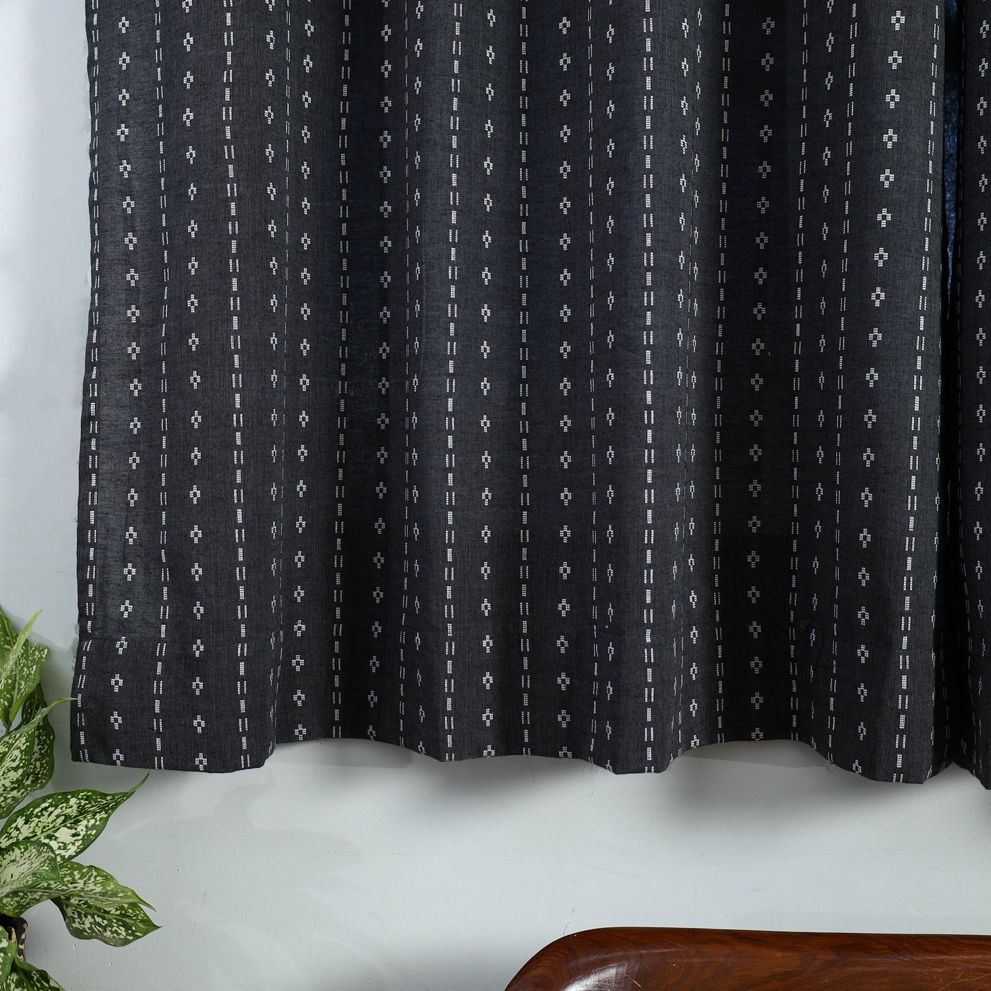 Black - Cotton Window Jacquard Curtain (5 x 3 Feet) 21