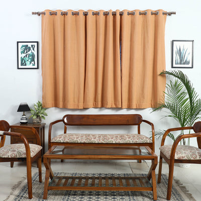 Beige - Cotton Window Jacquard Curtain (5 x 3 Feet) 24