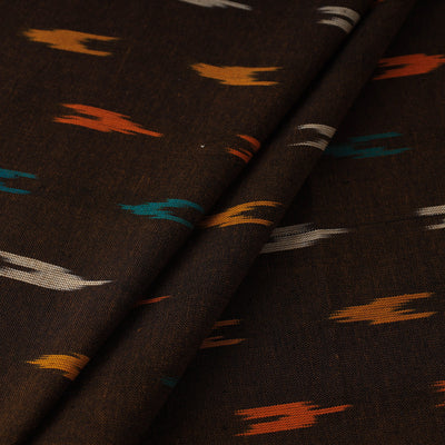 Brown - Handloom Cotton Pochampally Ikat Fabric 22