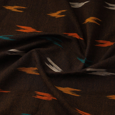 Brown - Handloom Cotton Pochampally Ikat Fabric 22
