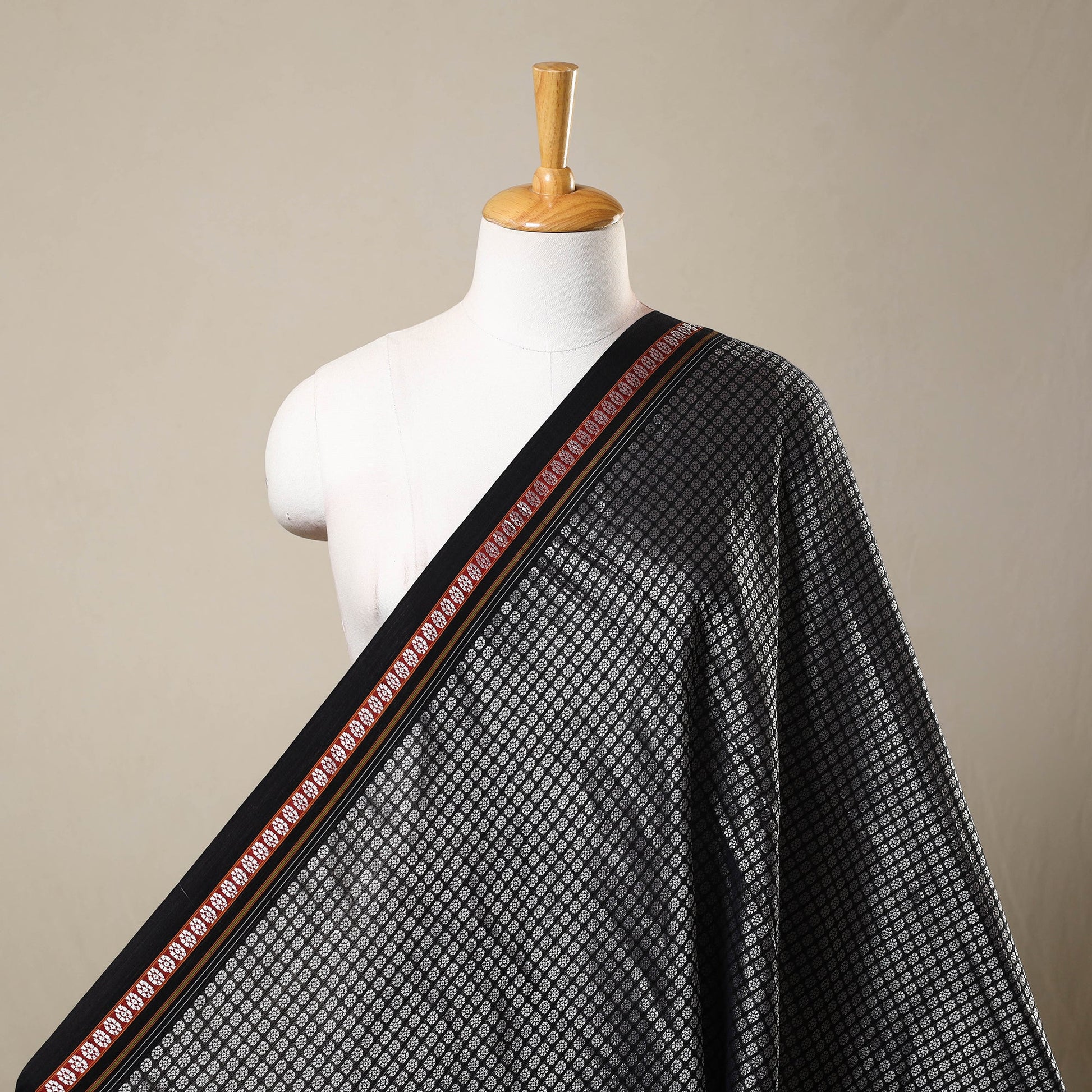 Black - Karnataka Weave Cotton Khun Fabric 04