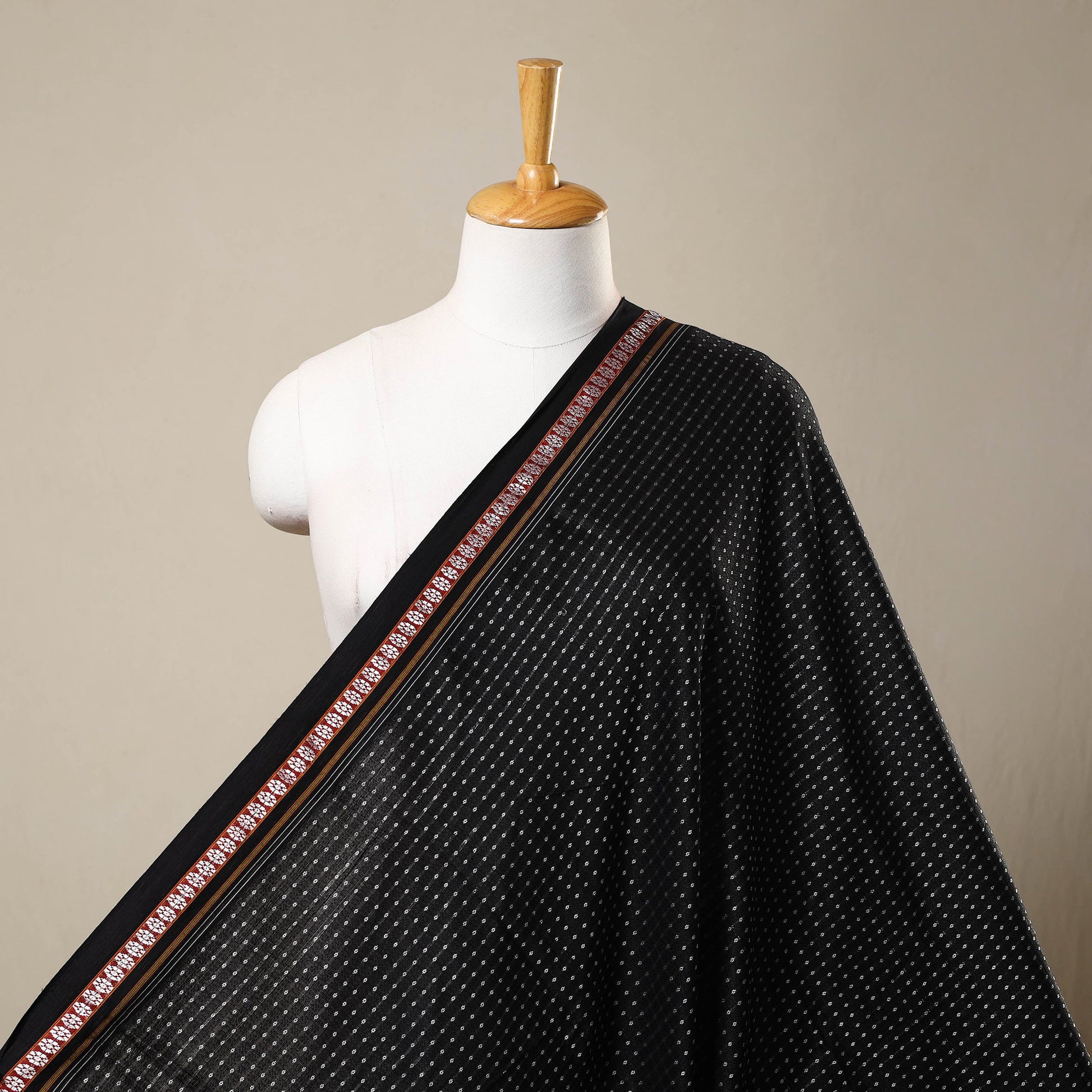 Black - Karnataka Weave Cotton Khun Fabric 10