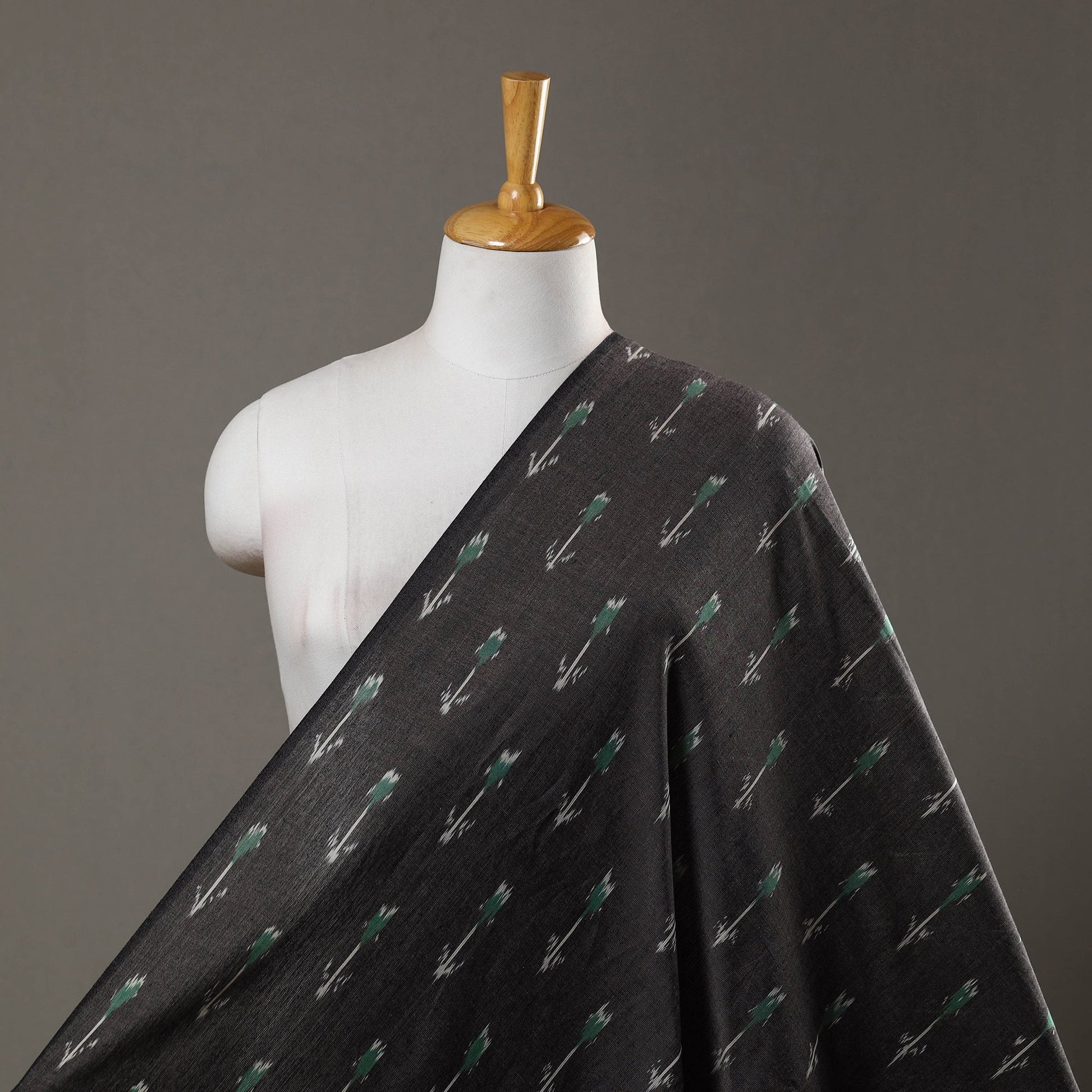 Black - Handloom Cotton Pochampally Ikat Fabric 05