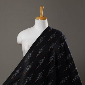 Black - Handloom Cotton Pochampally Ikat Fabric 16