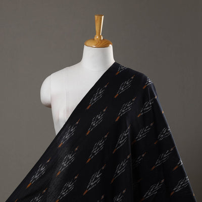 Black - Handloom Cotton Pochampally Ikat Fabric 16