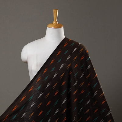Brown - Handloom Cotton Pochampally Ikat Fabric 22