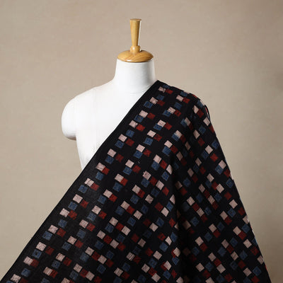 Black - Block Print Cotton Natural Dyed Ajrakh Fabric 04