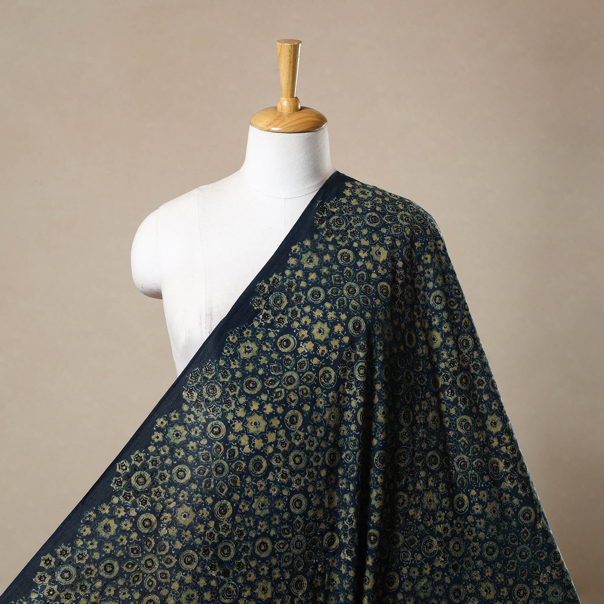 Blue - Block Print Cotton Natural Dyed Ajrakh Fabric 10