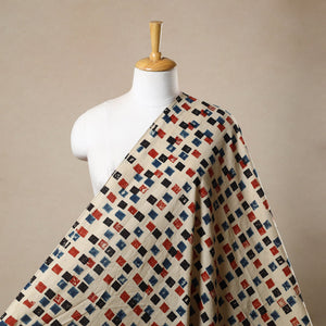 Beige - Block Print Cotton Natural Dyed Ajrakh Fabric 11