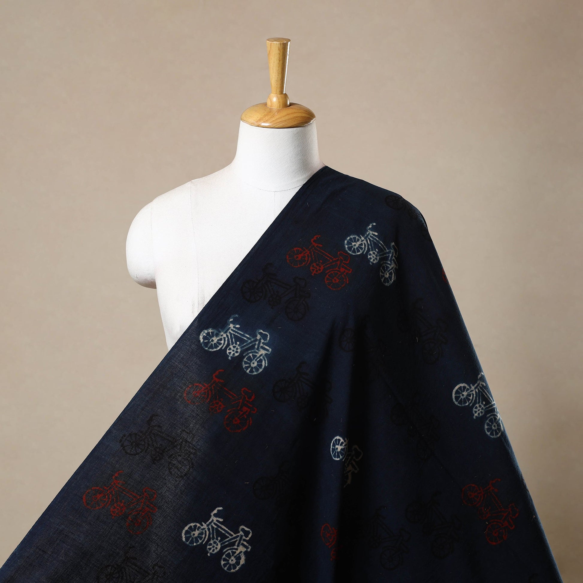Blue - Block Print Cotton Natural Dyed Ajrakh Fabric 15