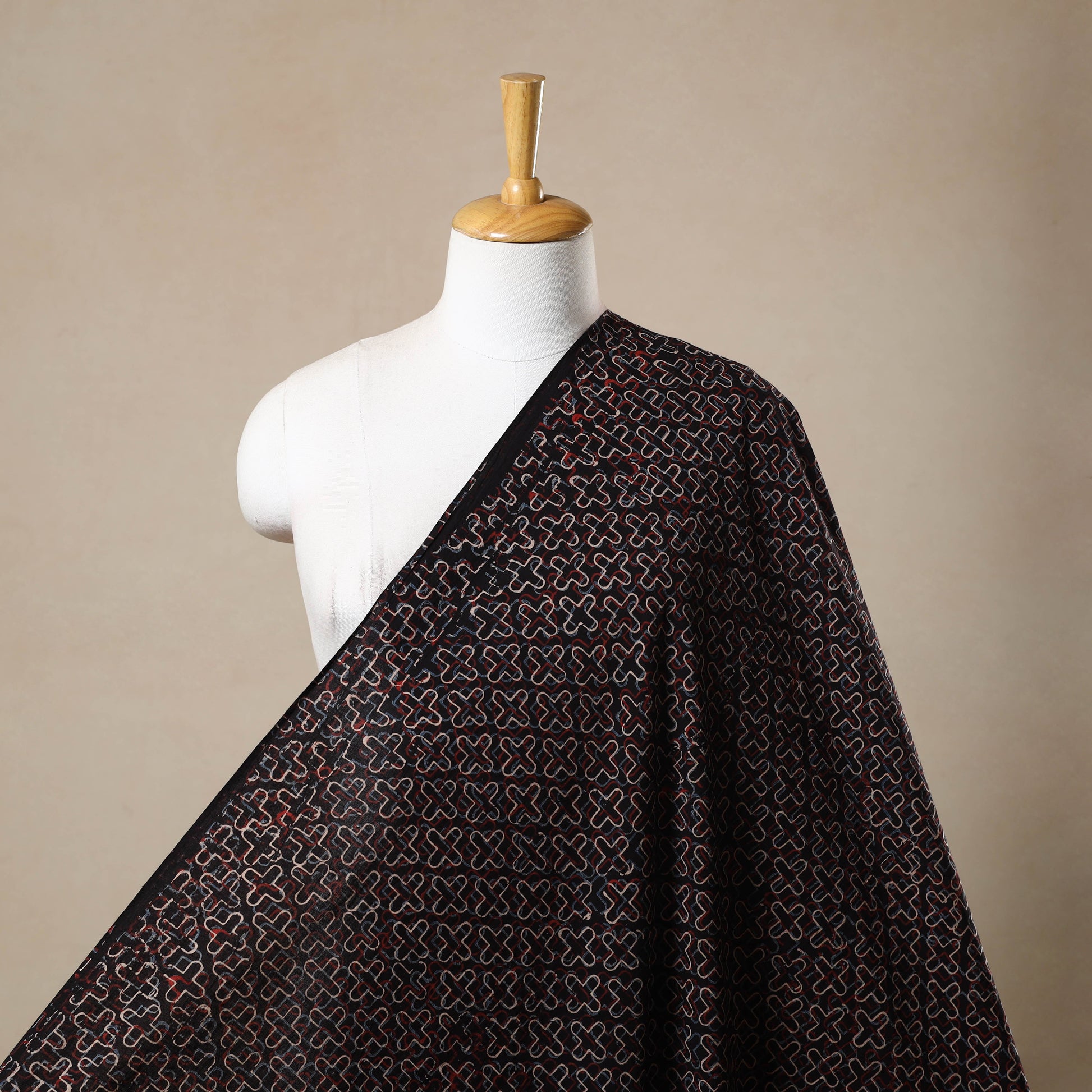 Black - Block Print Cotton Natural Dyed Ajrakh Fabric 21