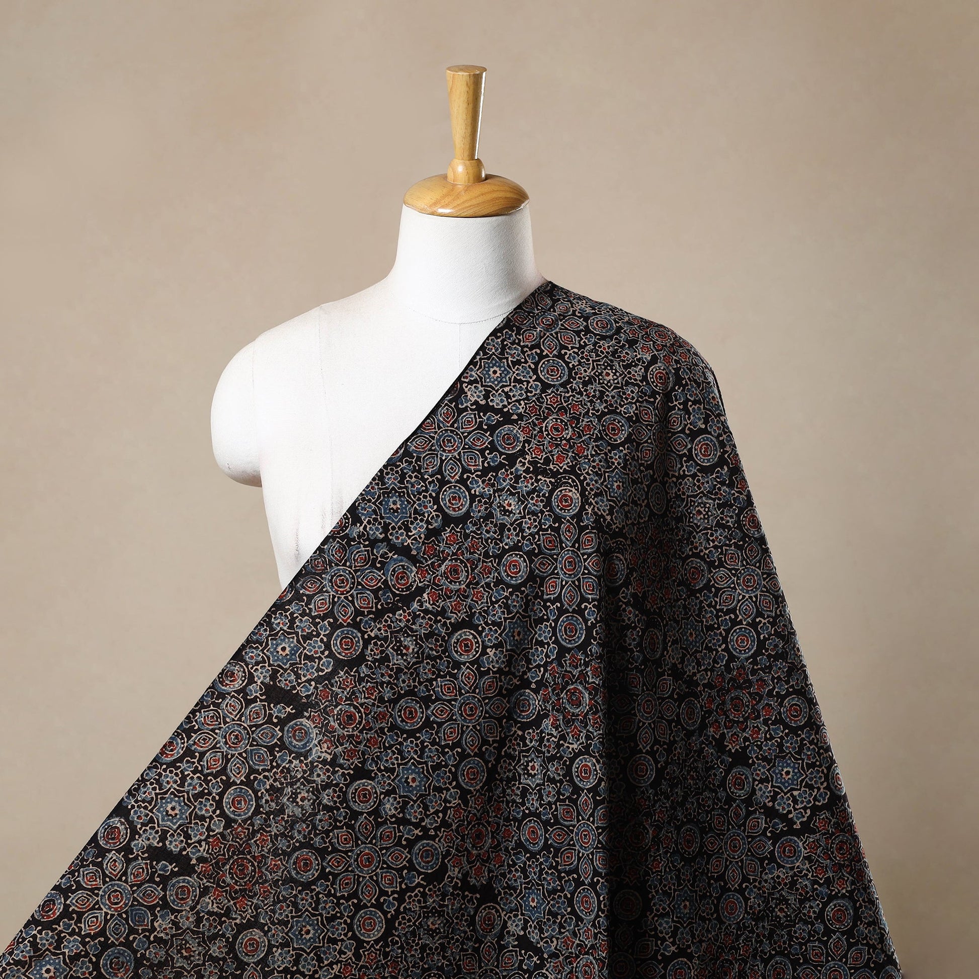 Black - Block Print Cotton Natural Dyed Ajrakh Fabric 30