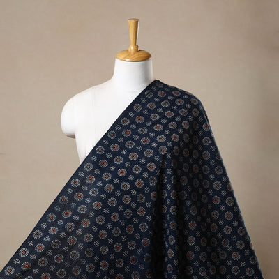 Blue - Block Print Cotton Natural Dyed Ajrakh Fabric 32