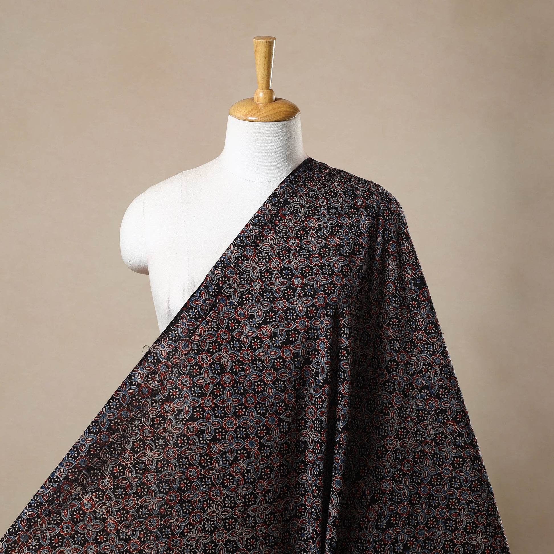 Black - Block Print Cotton Natural Dyed Ajrakh Fabric 37