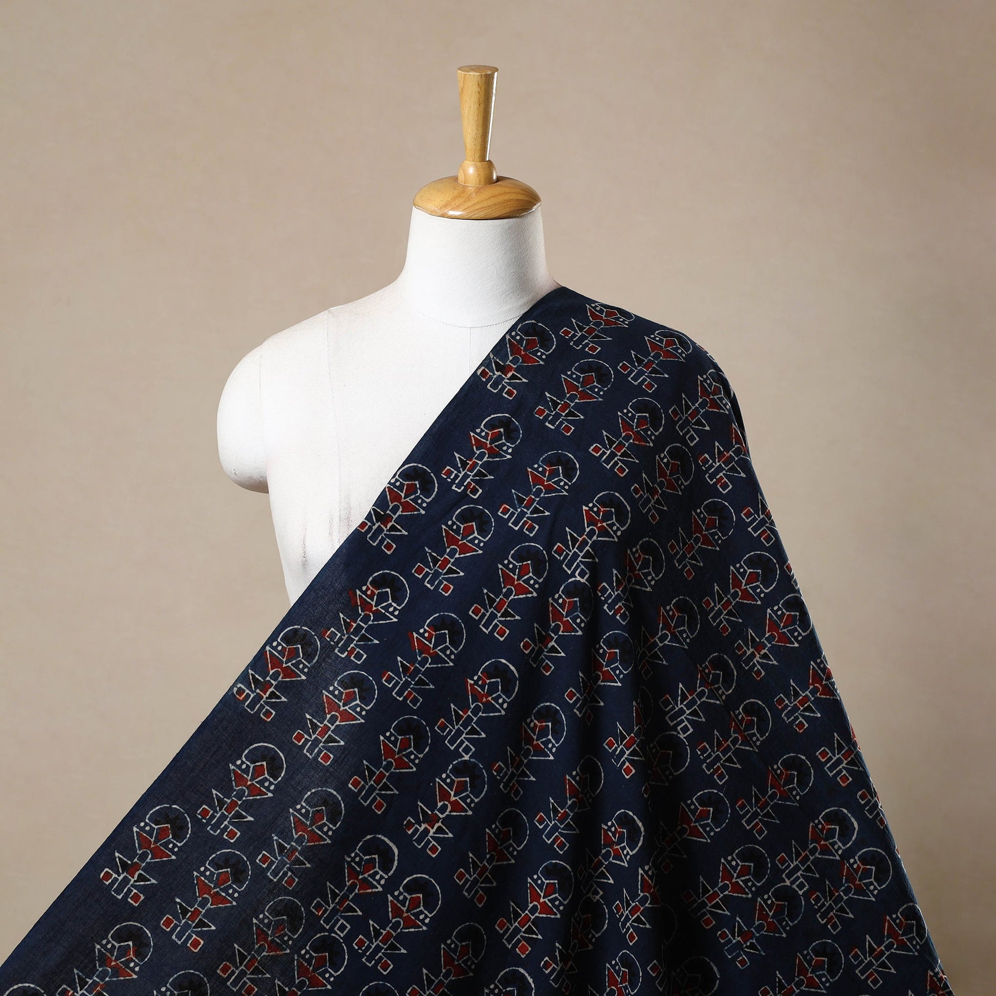 Blue - Block Print Cotton Natural Dyed Ajrakh Fabric 44