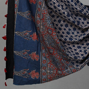 Blue - Hand Block Print Cotton 3pc Ajrakh Dress Material 11