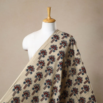 Beige - Block Print Cotton Natural Dyed Ajrakh Fabric 47