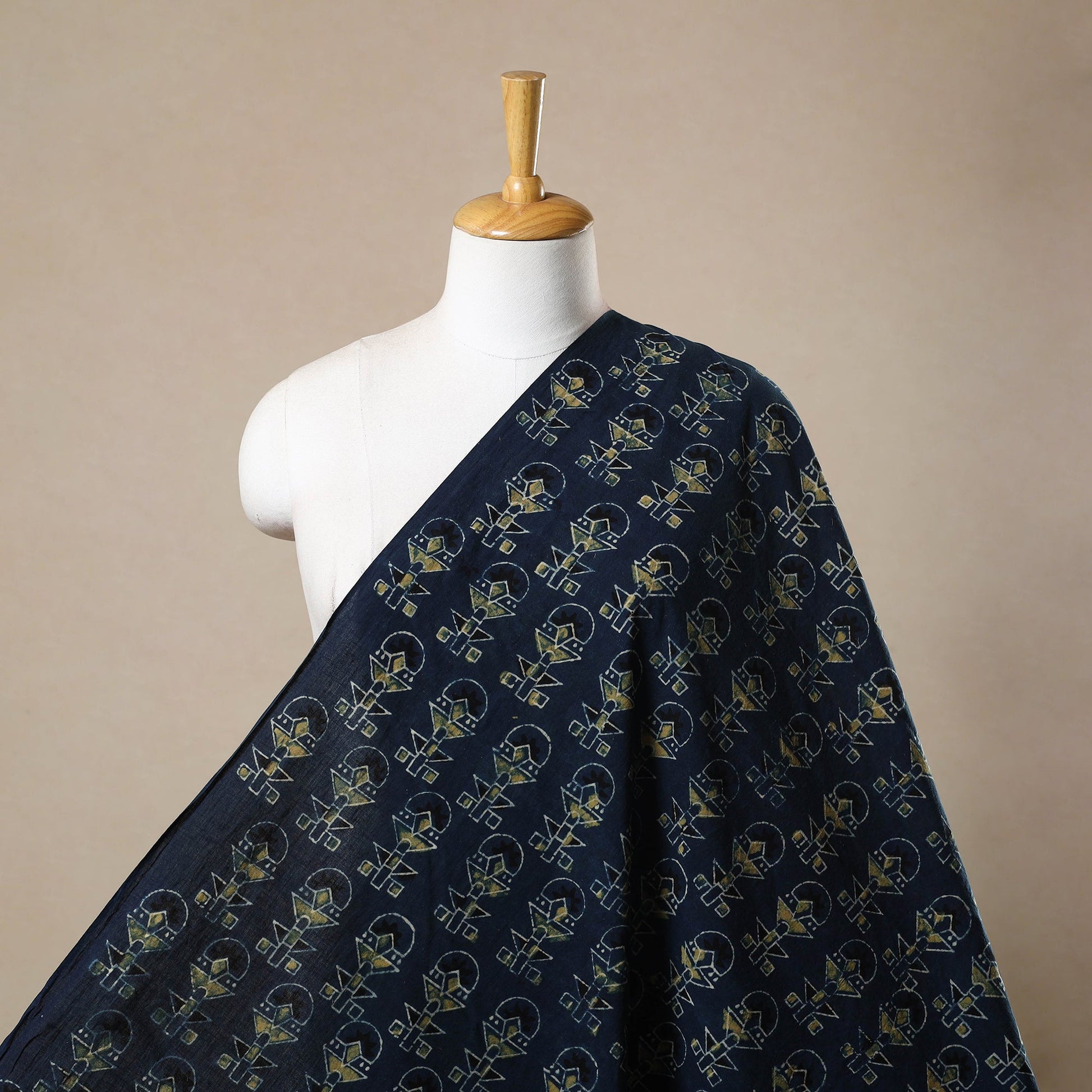 Blue - Block Print Cotton Natural Dyed Ajrakh Fabric 48