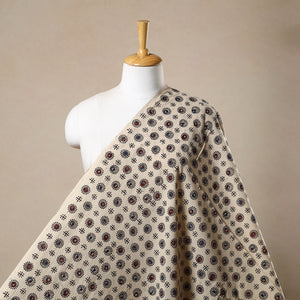 Beige - Block Print Cotton Natural Dyed Ajrakh Fabric 49
