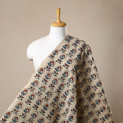 Beige - Block Print Cotton Natural Dyed Ajrakh Fabric 51