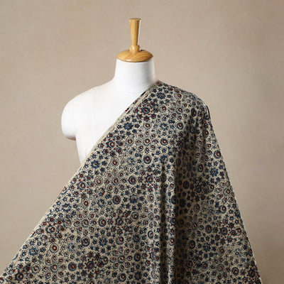 Beige - Block Print Cotton Natural Dyed Ajrakh Fabric 52