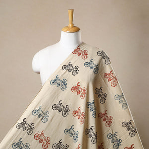 Beige - Block Print Cotton Natural Dyed Ajrakh Fabric 54