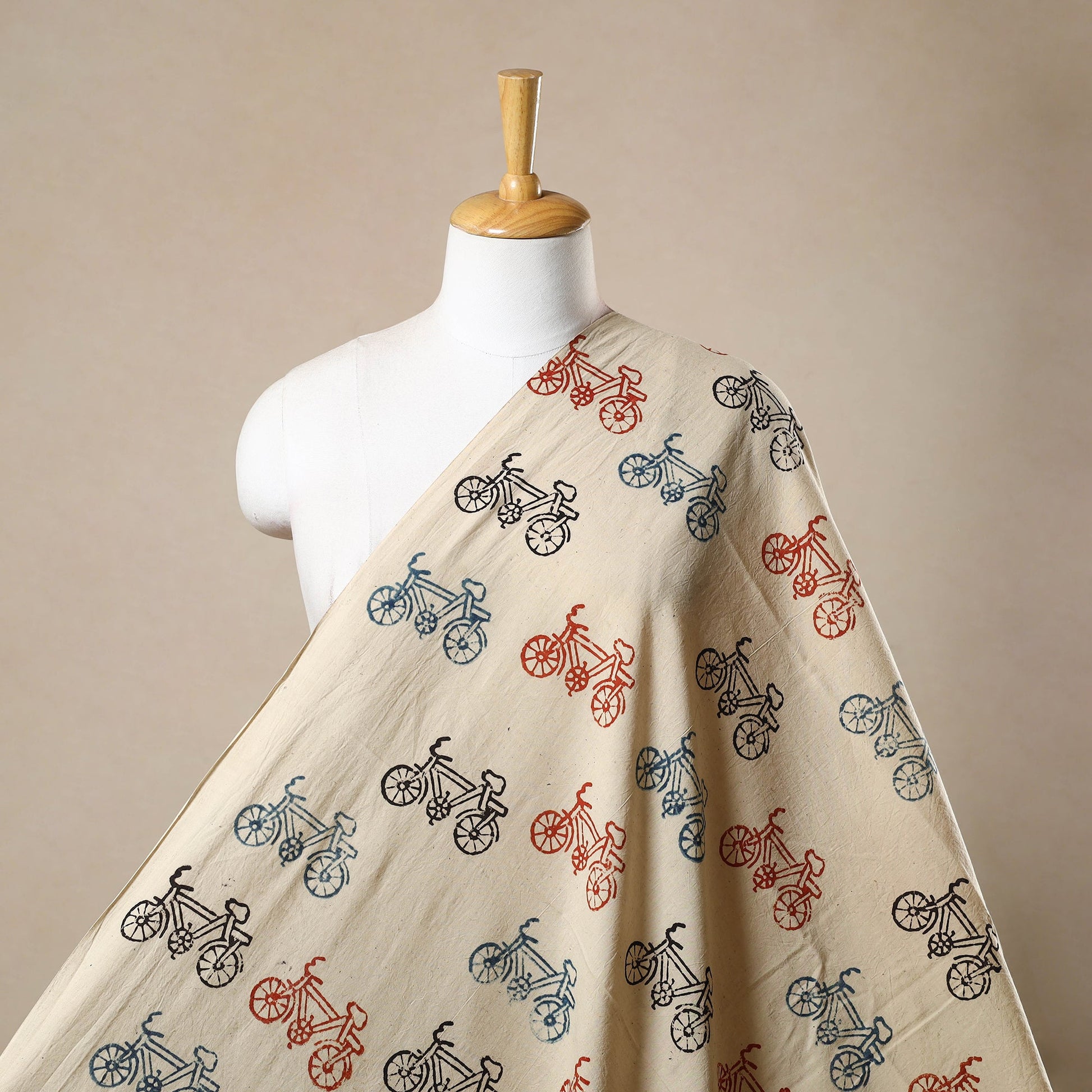 Beige - Block Print Cotton Natural Dyed Ajrakh Fabric 54