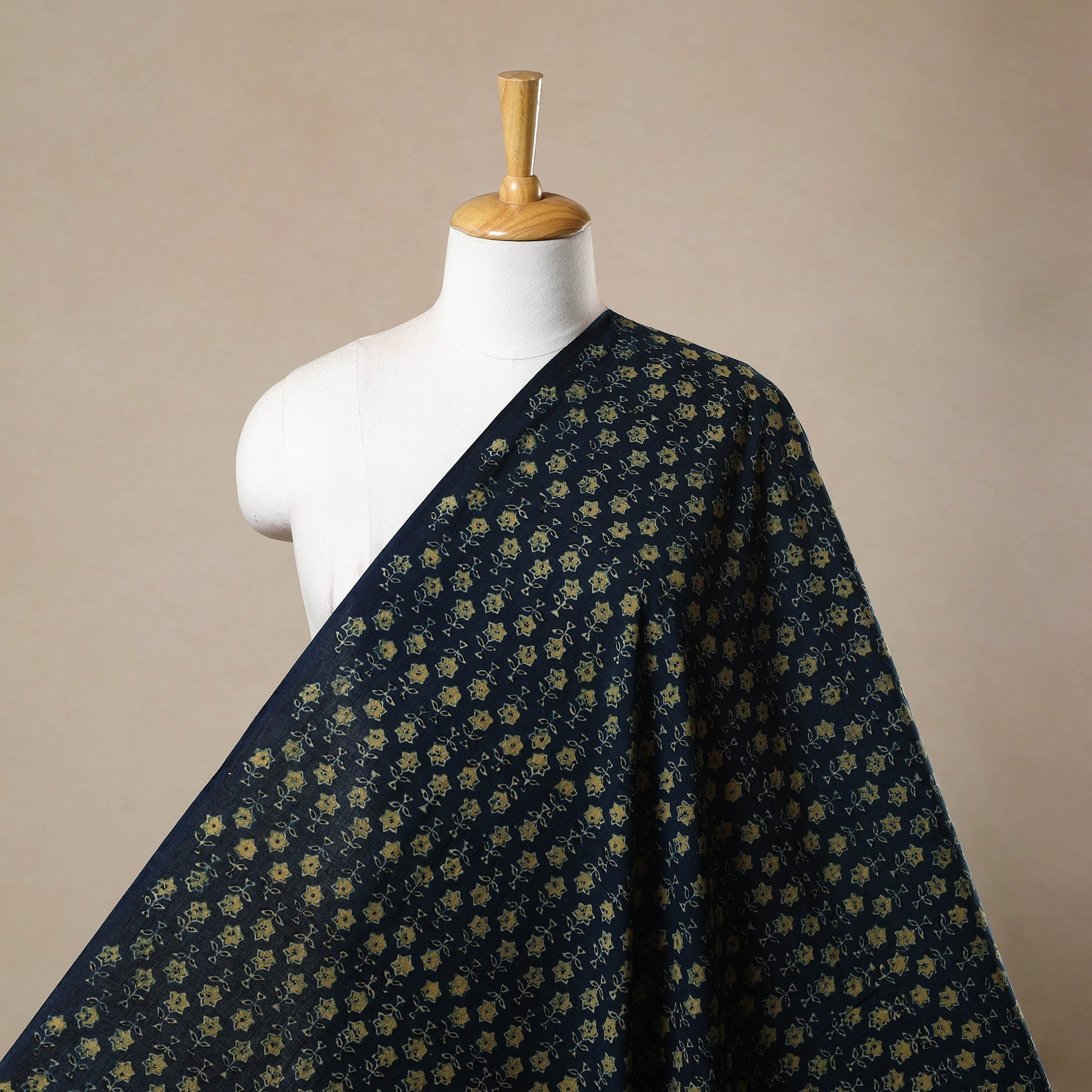 Blue - Block Print Cotton Natural Dyed Ajrakh Fabric 58