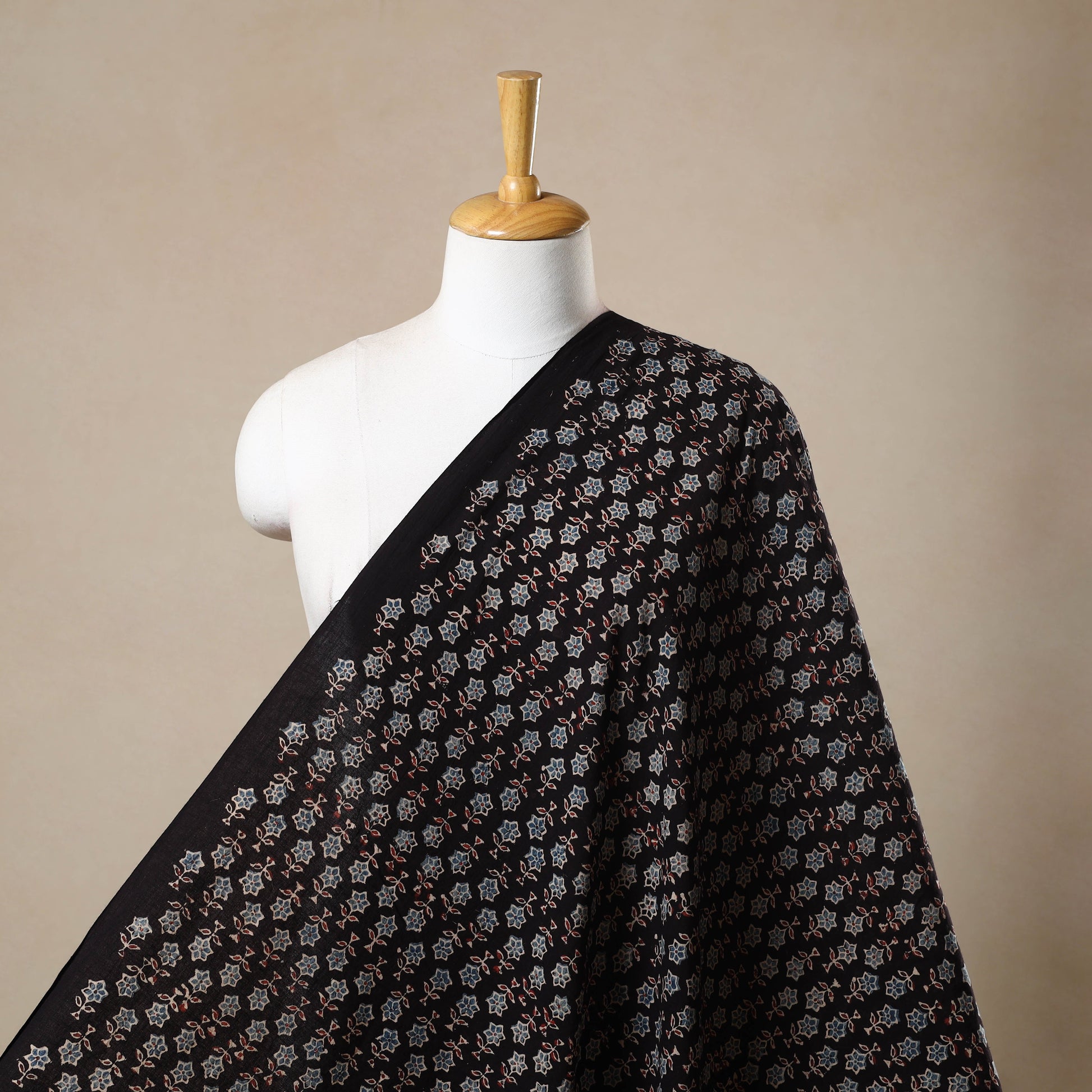 Black - Block Print Cotton Natural Dyed Ajrakh Fabric 59