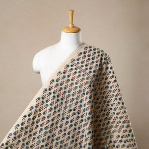 Beige - Block Print Cotton Natural Dyed Ajrakh Fabric 61
