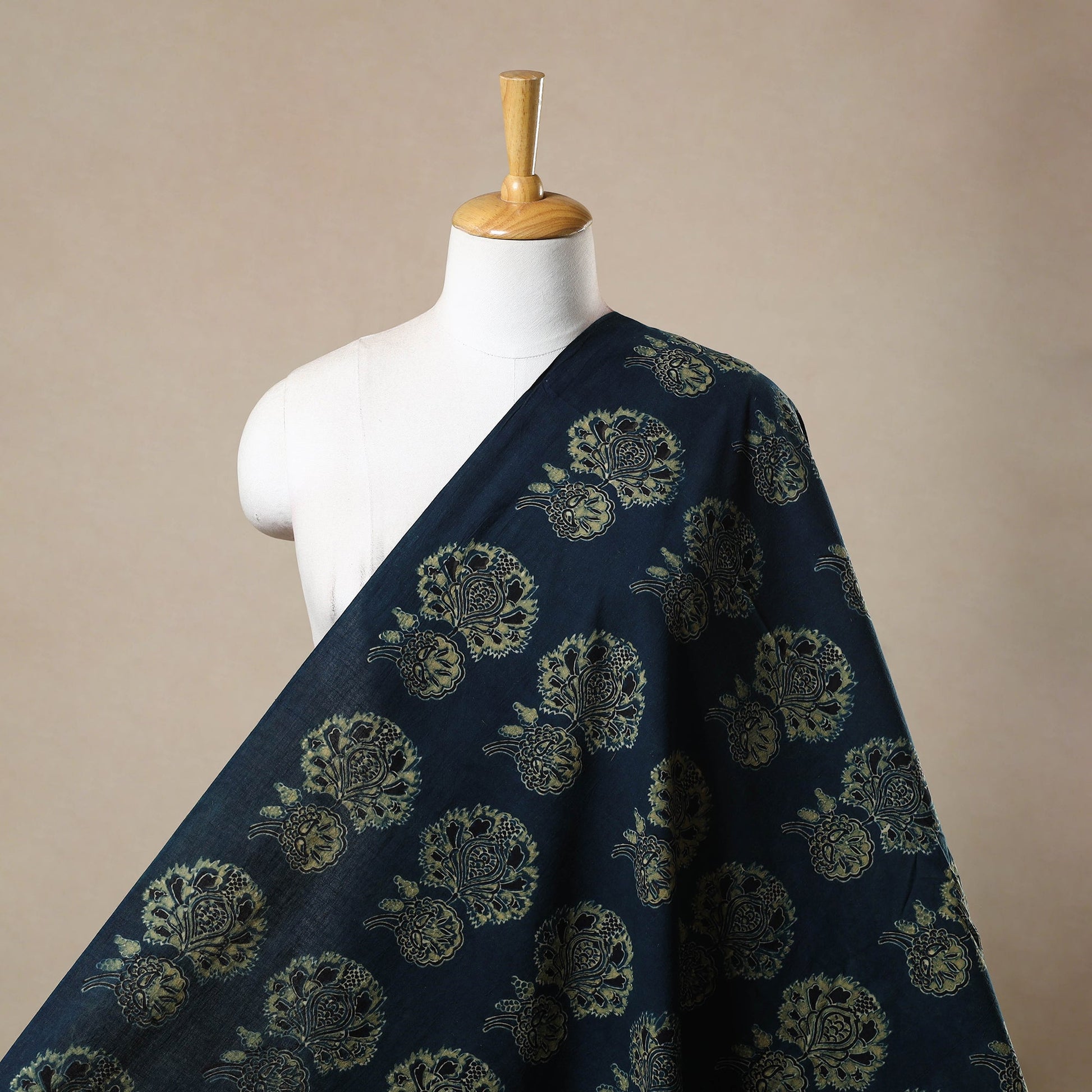 Blue - Block Print Cotton Natural Dyed Ajrakh Fabric 63