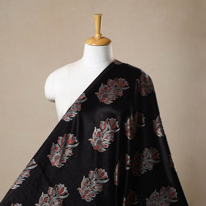 Black - Block Print Mashru Silk Natural Dyed Ajrakh Fabric 72