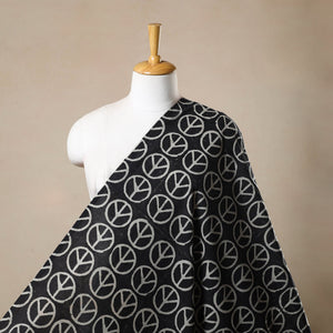 Black - Natural Dyed Cotton Bindaas Block Print Fabric 11