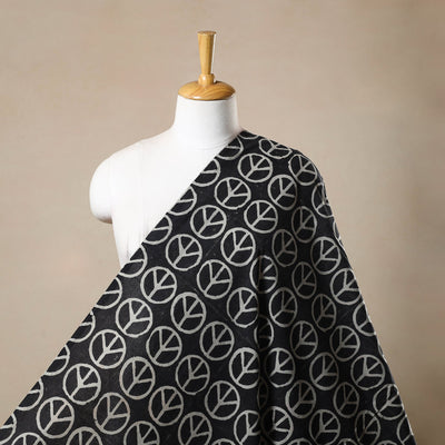Black - Natural Dyed Cotton Bindaas Block Print Fabric 11