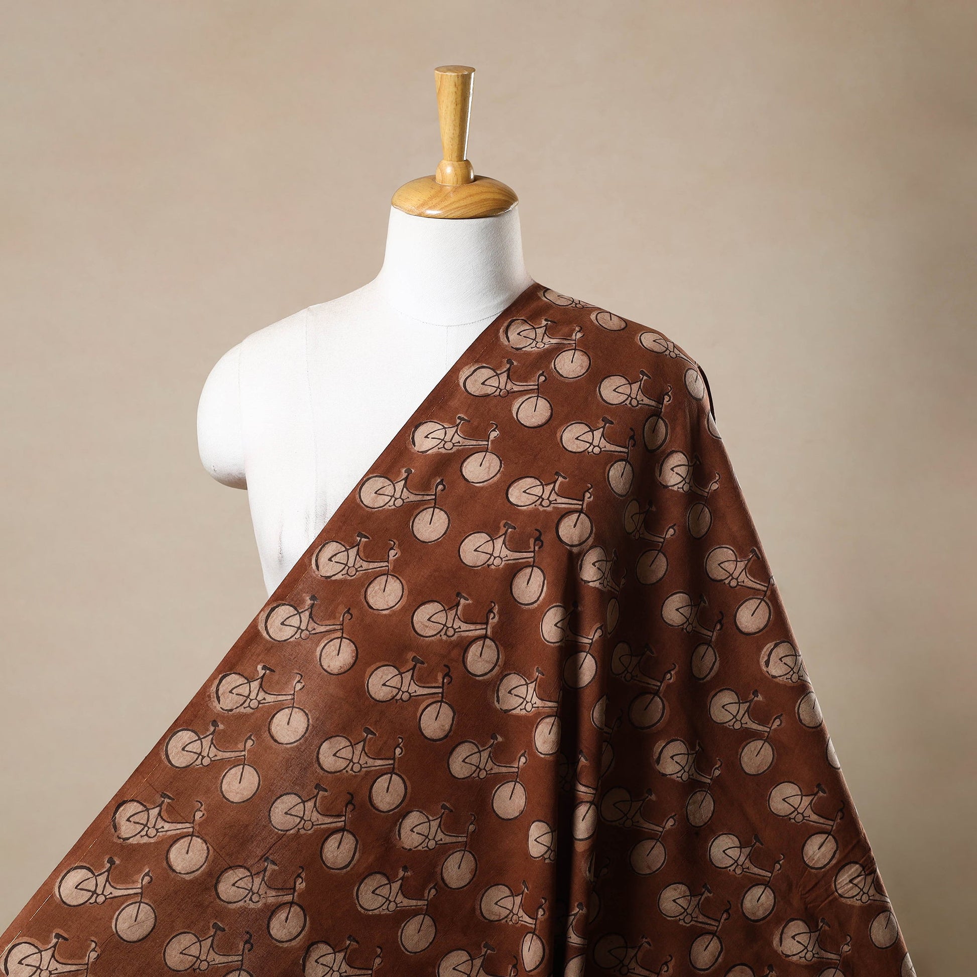 Brown - Natural Dyed Cotton Bindaas Block Print Fabric 12
